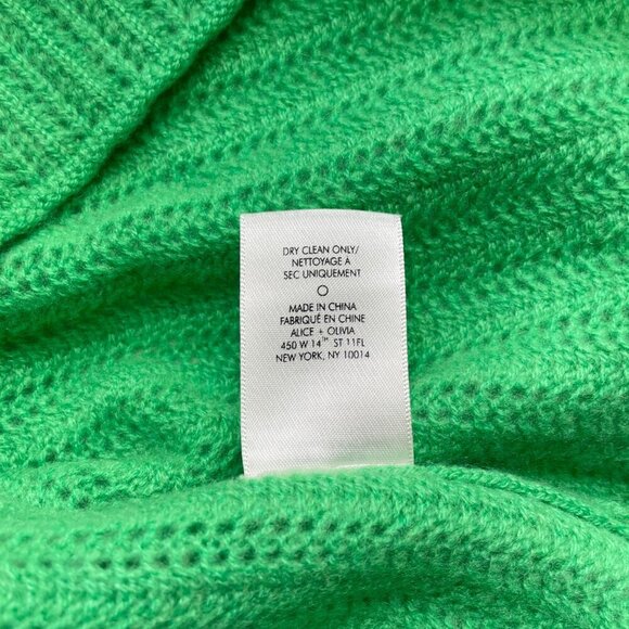 Alice + Olivia Ansley Cashmere Sweater Green Ribbed Knit Cropped - Picture 8 of 9